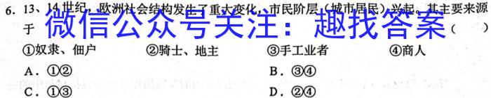 广西省2023年春季学期高二期中检测试卷(23-394B)历史