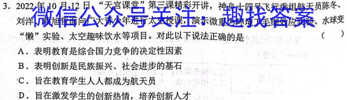 2023届中考导航总复习·模拟·冲刺·二轮模拟卷(三)3政治1