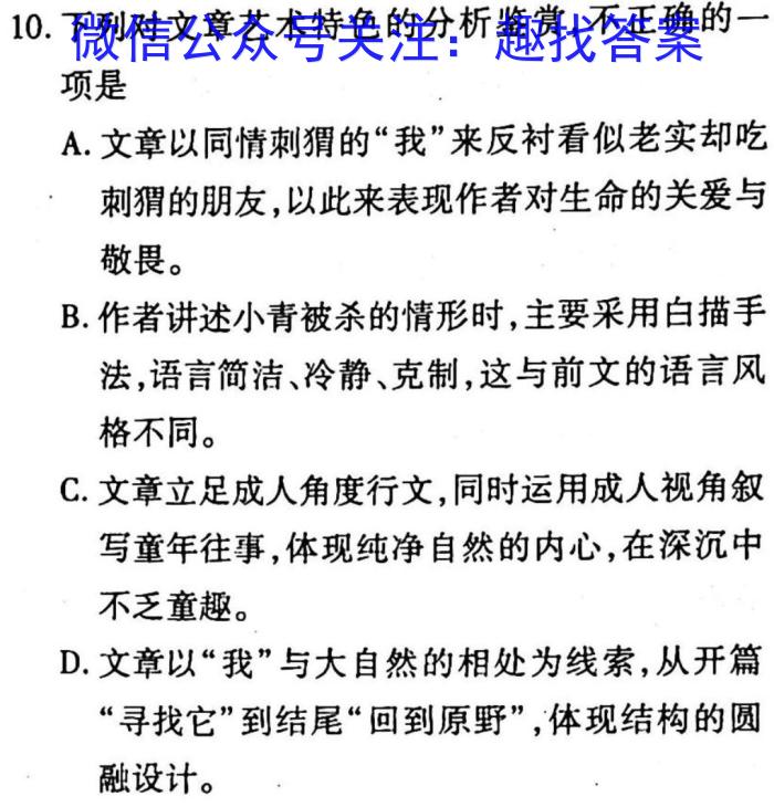 佩佩教育·2023年普通高校统一招生考试 湖南四大名校名师团队模拟冲刺卷(4)语文