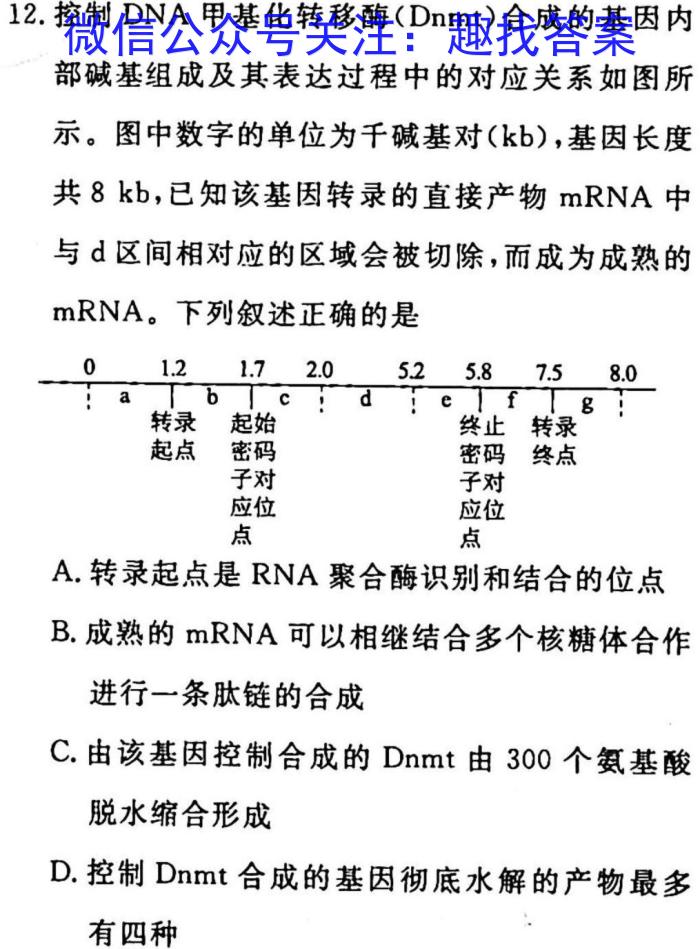 周至县2024-2023学年度高考第二次模拟考试生物