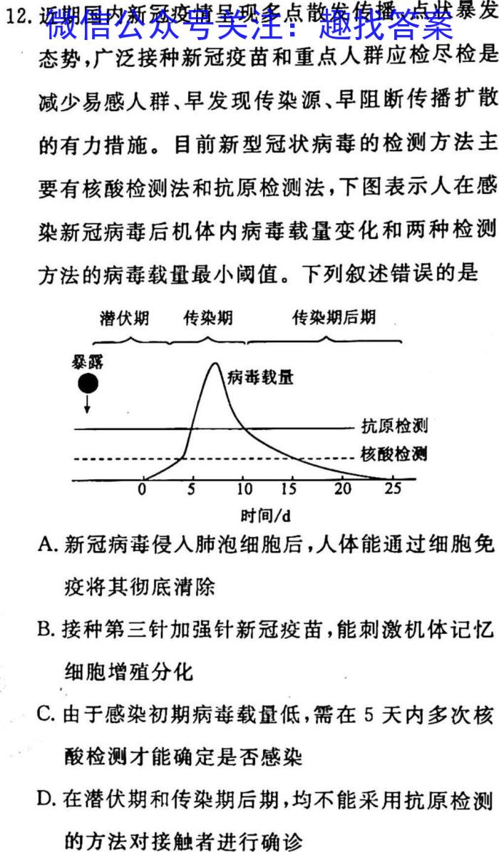 中考必刷卷·2023年安徽中考第一轮复习卷（四）生物