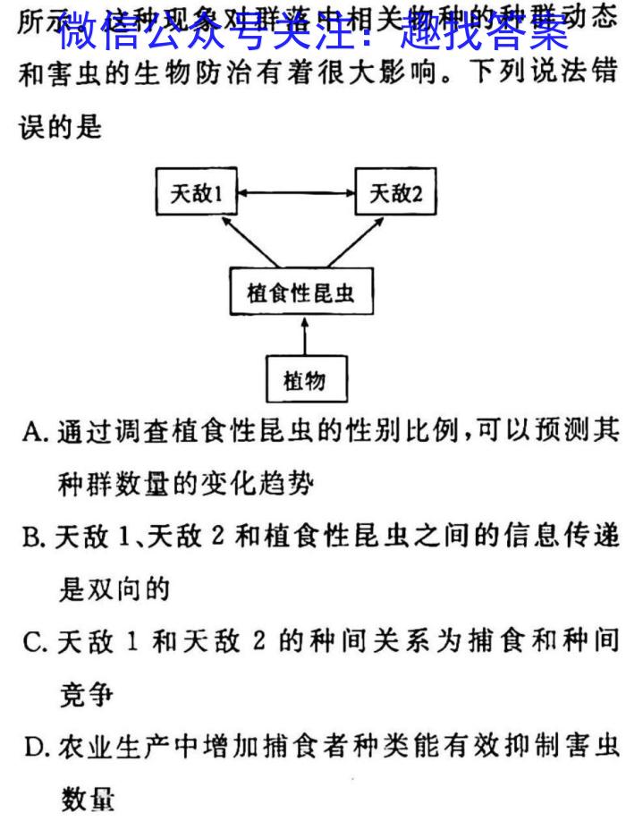 2023年普通高等学校招生全国统一考试进阶模拟试卷(仿真冲刺卷)(二)2生物