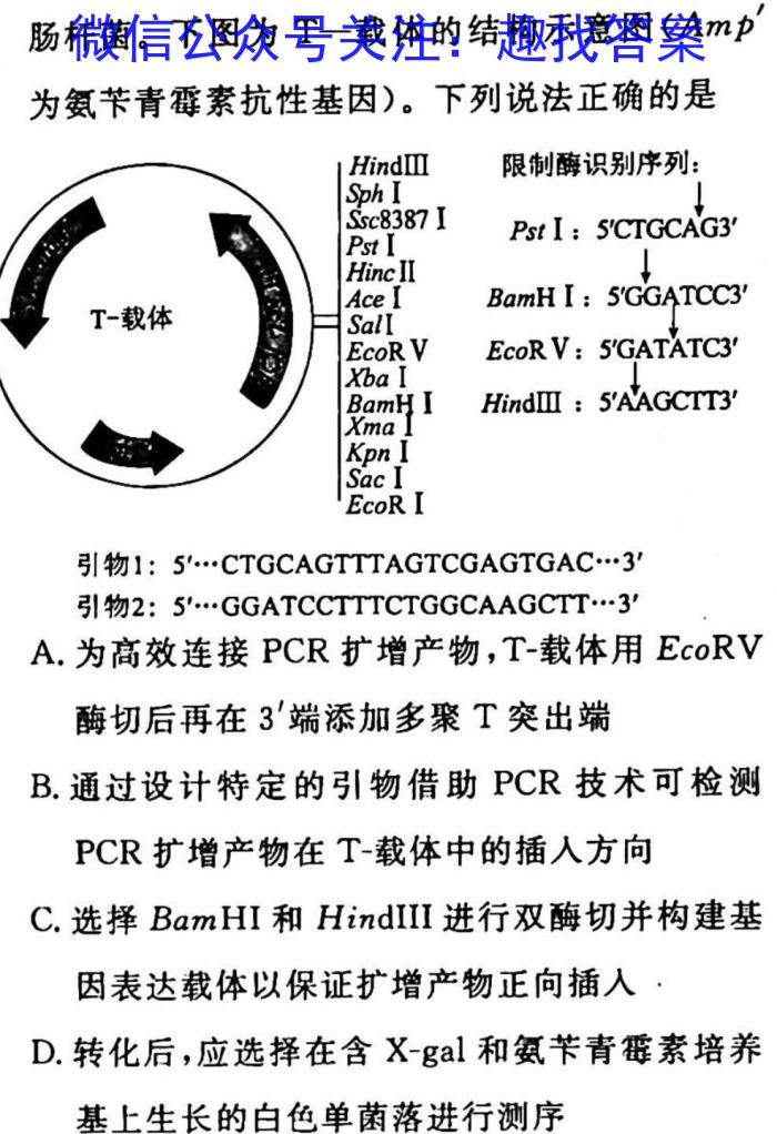 名师卷2023届普通高等学校招生全国统一考试仿真模拟卷(一)1生物