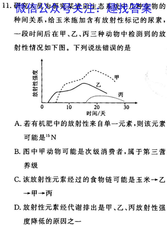 [国考1号15]第15套 高中2023届高考适应性考试生物