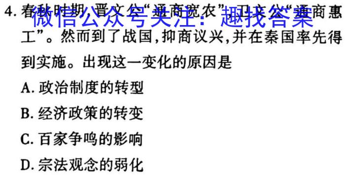 河南省2022-2023学年下期高中毕业班阶段性测试历史