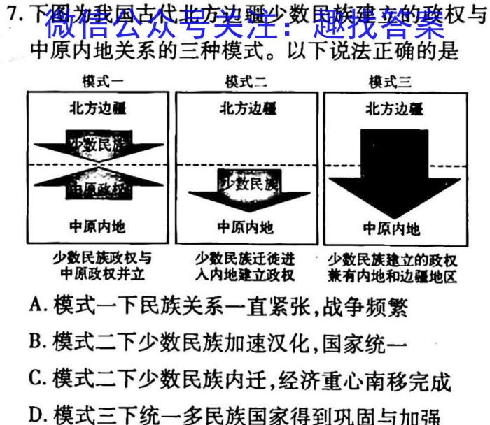 成都石室中学2022-2023学年度高三下期高2023届二诊模拟考试历史