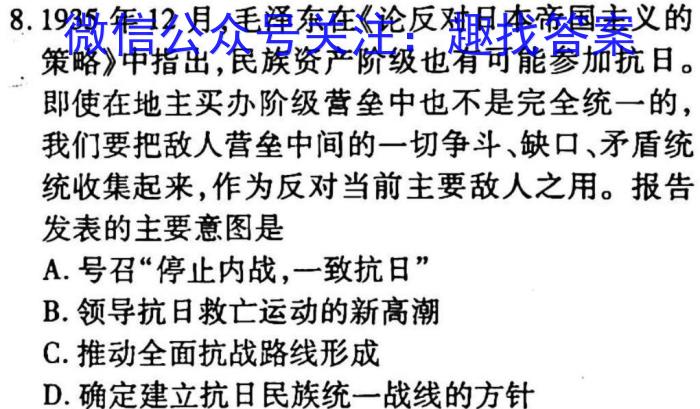 2023年商洛市第二次高考模拟检测试卷(23-390C)历史