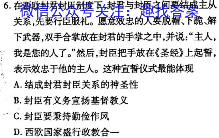 2023年商洛市第二次高考模拟检测试卷(23-390C)历史