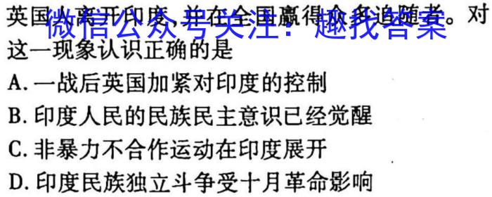 2023年赣州市高二年级下学期期中调研测试历史