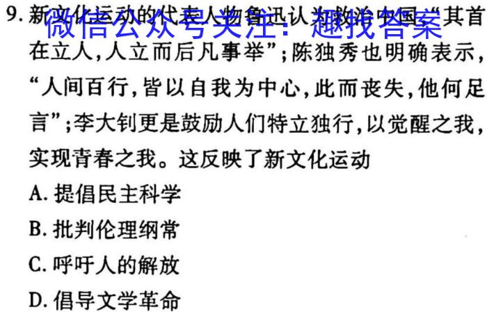 凯里一中2023届高三高考模拟考试(黄金Ⅱ卷)历史