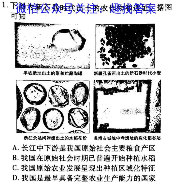 凤庆县2022-2023九年级学业水平测试卷(一)(23-CZ154c)历史