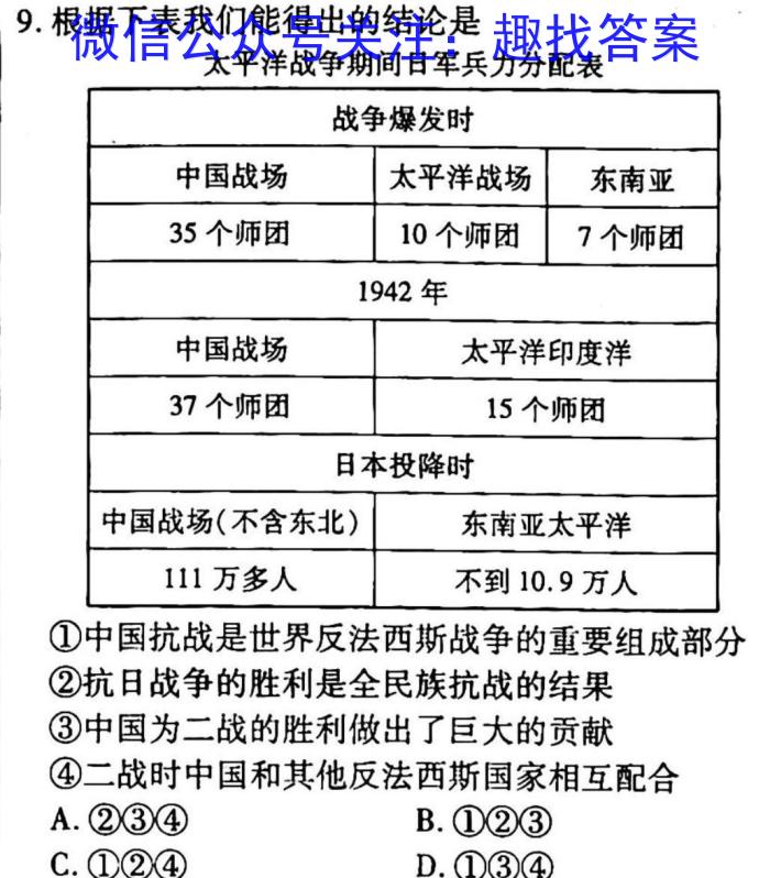 2023届河北大联考高三年级3月联考历史