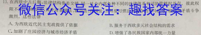 凤庆县2024-2023九年级学业水平测试卷(一)(23-CZ154c)历史