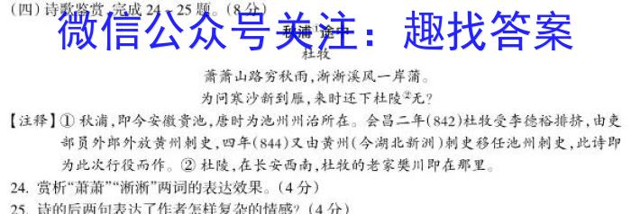 安师联盟2023年中考权威预测模拟考试（八）语文