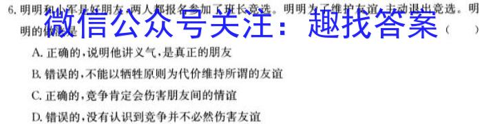 江西省2023届九年级第六次阶段适应性评估【R-PGZX A JX】政治1