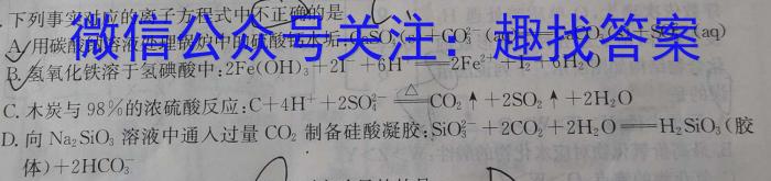 2023届金学导航·模拟卷(十)·D区专用化学