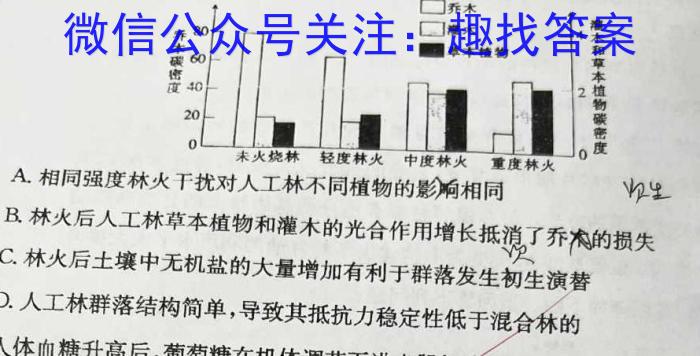 勤学早·2023年武汉市部分学校九年级四月调研考试（一）生物