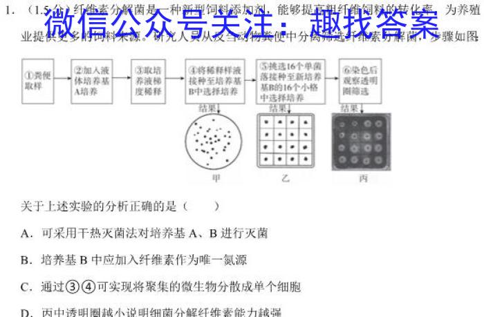 衡中同卷信息卷2023全国卷(二)生物