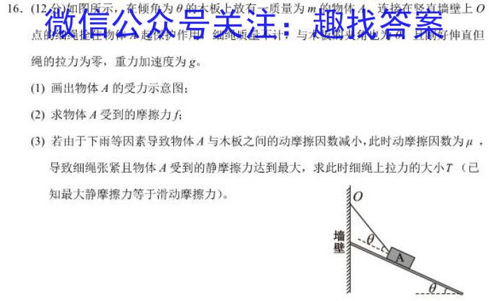 陕西省2023年普通高等学校招生全国统一考试（正方形套黑菱形）l物理
