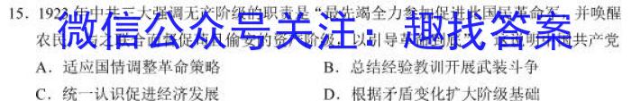 昔阳县2023年第二学期九年级质量检测试题历史