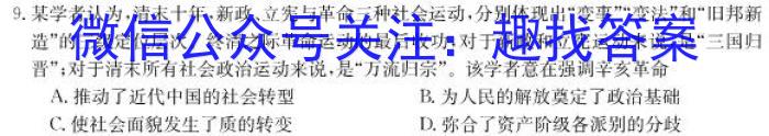 金考卷2023年普通高等学校招生全国统一考试 新高考卷 押题卷(二)历史