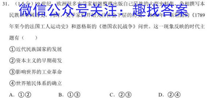 安徽省2023年无为市九年级中考模拟检测（二）历史