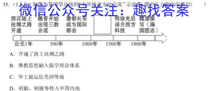 江苏省宿迁市泗阳县2023年初中学业水平第一次模拟测试历史