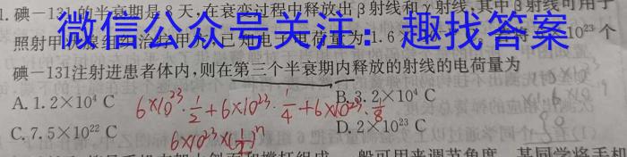 2023年全国新教材地区高三考试3月百万联考(911C).物理