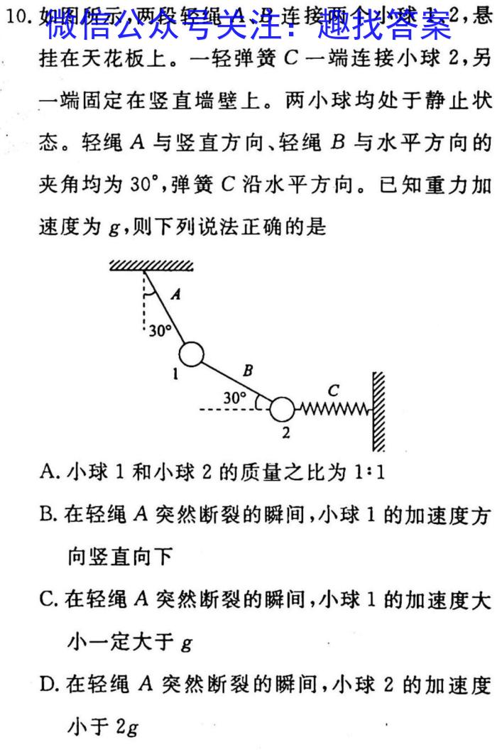 百师联盟2023届高三高考模拟卷（湖南卷）q物理