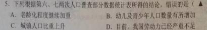 2023普通高等学校招生全国统一考试·冲刺押题卷QG(五)5.地理