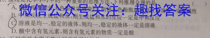 安徽省2025届七年级下学期教学评价一化学