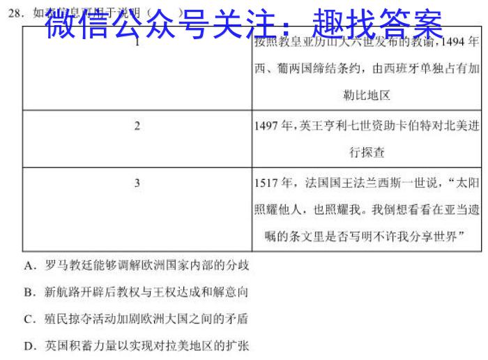 山西省2023届九年级阶段评估【R-PGZX F SHX（六）】历史