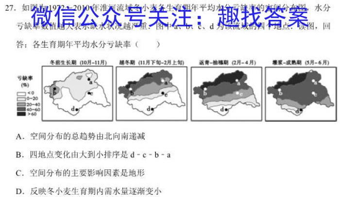 2023年河南省普通高中毕业班高考适应性练习q地理