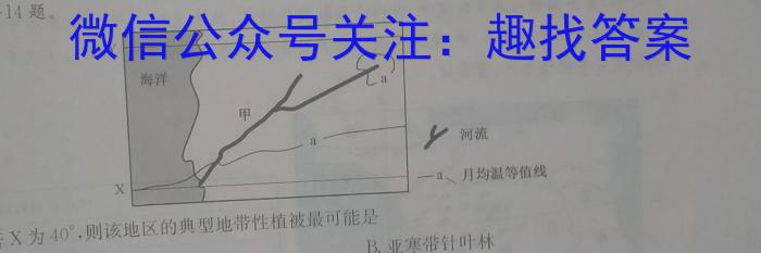 2023年普通高等学校招生全国统一考试仿真模拟卷(T8联盟)(六)6地理.