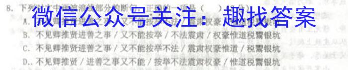 金考卷2023年普通高等学校招生全国统一考试 全国卷 猜题卷(八)8语文