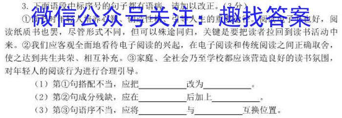 2023届九师联盟高三年级3月联考（新教材老高考）语文