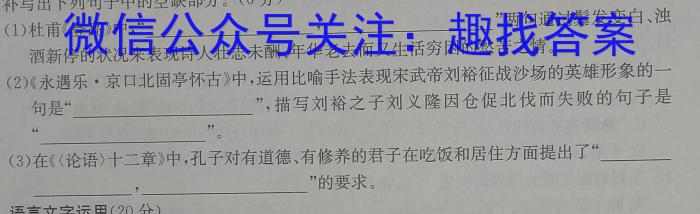 2023年普通高等学校招生全国统一考试模拟试卷（一）语文