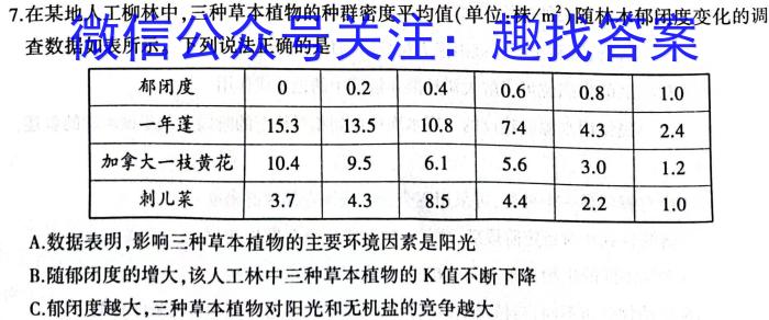 2023昆明市统测高三3月联考生物