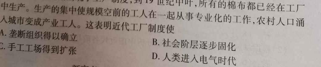 金考卷2023年普通高等学校招生全国统一考试 新高考卷 押题卷(八)历史