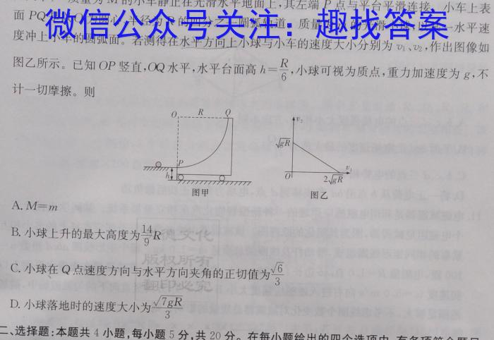 1号卷·A10联盟2022级高一下学期4月期中考f物理