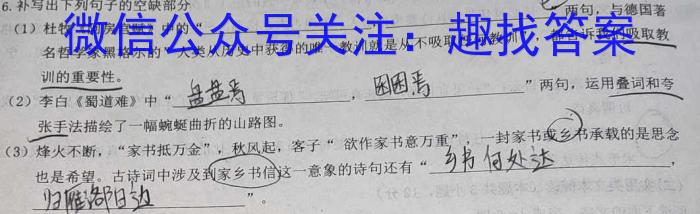 中考必刷卷·安徽省2023年安徽中考第一轮复习卷(三)3语文