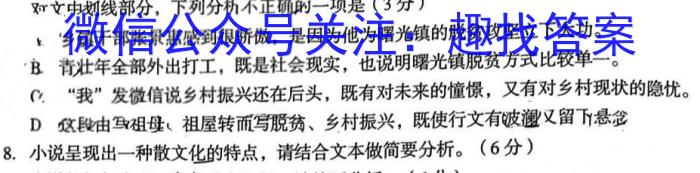 中考必刷卷·2023年安徽中考第一轮复习卷（八）语文