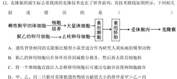 2023届衡中同卷 信息卷 新高考/新教材(一)生物