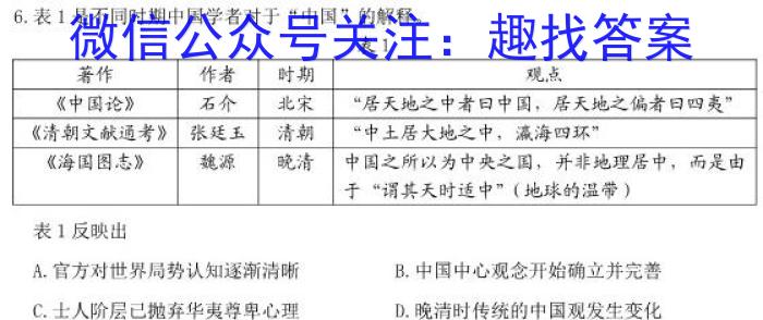 山西省2023年中考总复习预测模拟卷(一)历史