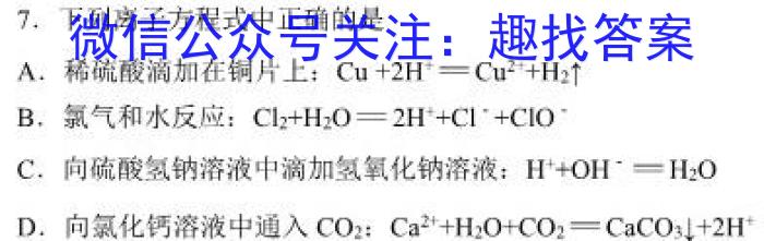 阳光启学·2023届全国统一考试标准模拟信息卷(八)(S)化学