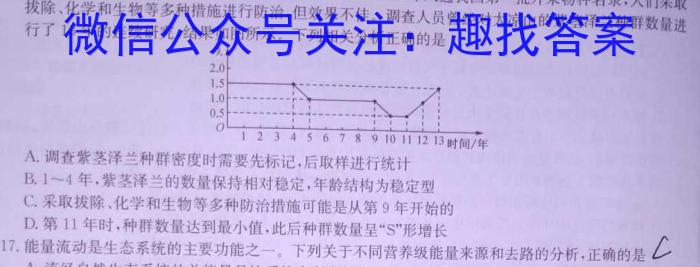 安师联盟2023年中考权威预测模拟试卷(二)生物试卷答案
