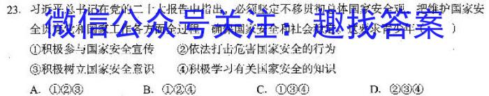 安徽省2023年中考密卷·先享模拟卷（一）s地理