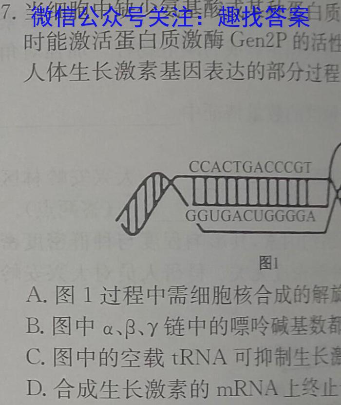 2023届九师联盟高三年级3月联考（新教材老高考）生物试卷答案