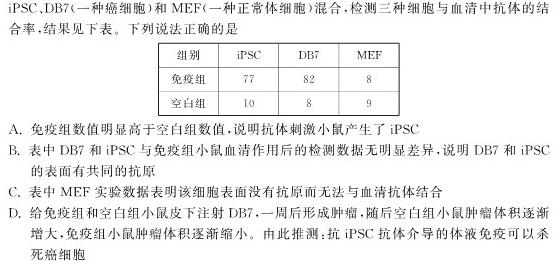 安师联盟2023年中考权威预测模拟考试（八）生物