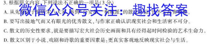 2023年湖南省高三年级高考冲刺试卷（三）语文